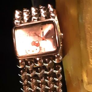 Chrome hello kitty studded watch